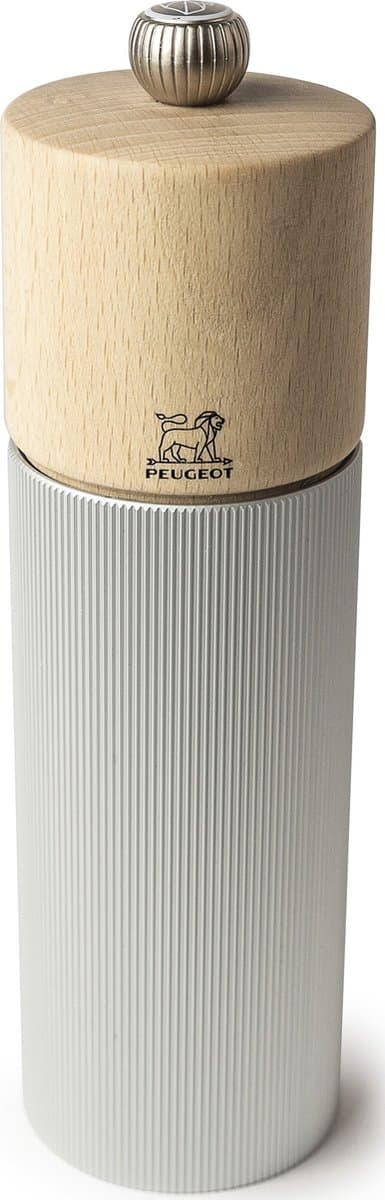 Peugeot lijn houten/aluminium zoutmolen - 18 cm, natuurlijk