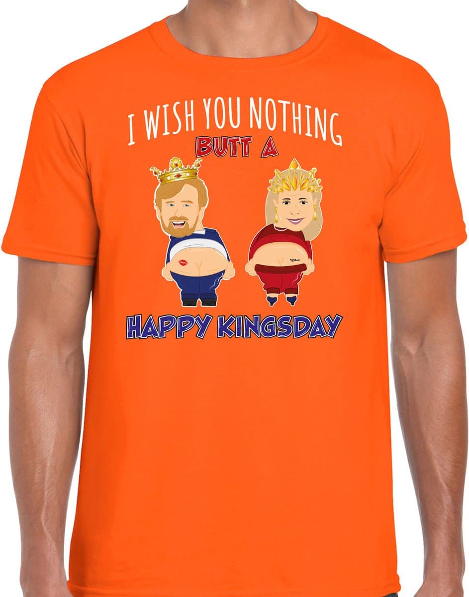 Bellatio Decorations Koningsdag verkleed T-shirt heren - Happy Kings Day - oranje - feestkleding M