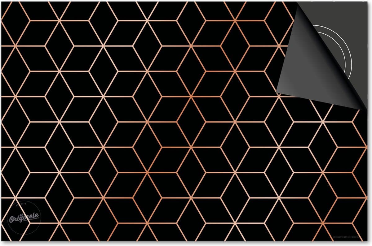 Inductie beschermer 71x52 - afdekplaat inductie mat - Dietrix Kookplaat beschermer - DELUXE - Hexagon - Kubussen Brons Koper