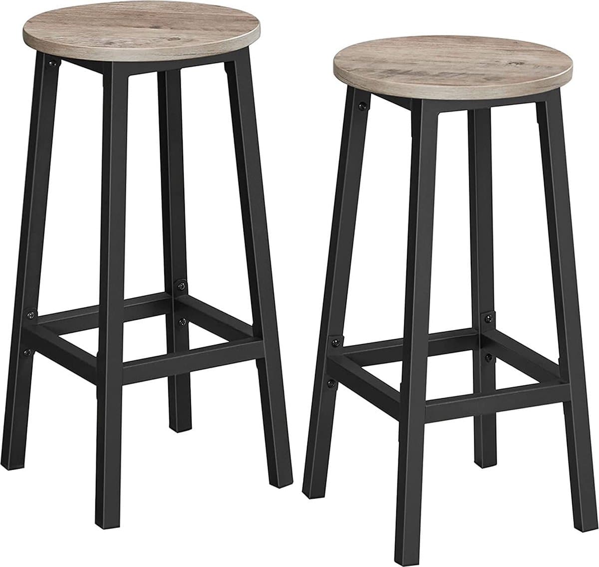 Barkruk - Set van 2 - Barstoelen - Keukenstoelen - Met stevig stalen frame - Hoogte 65 cm - Rond