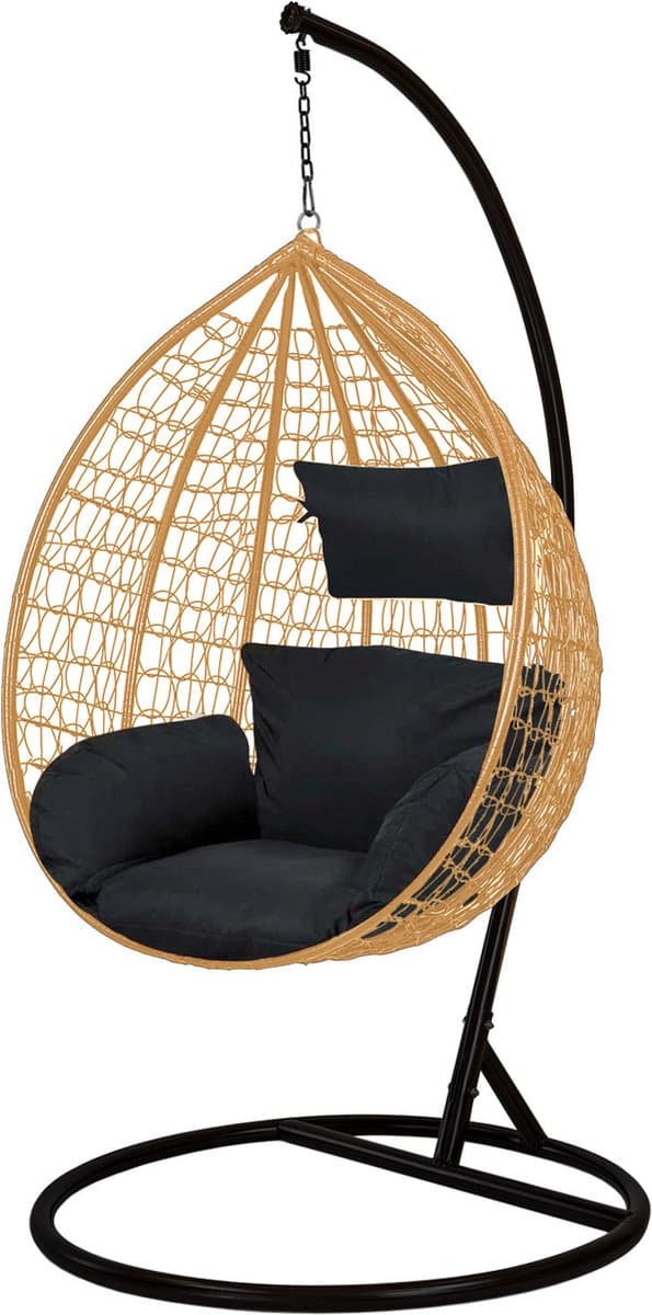 Hangstoel - met standaard en kussens - tot 150kg - zwart beige