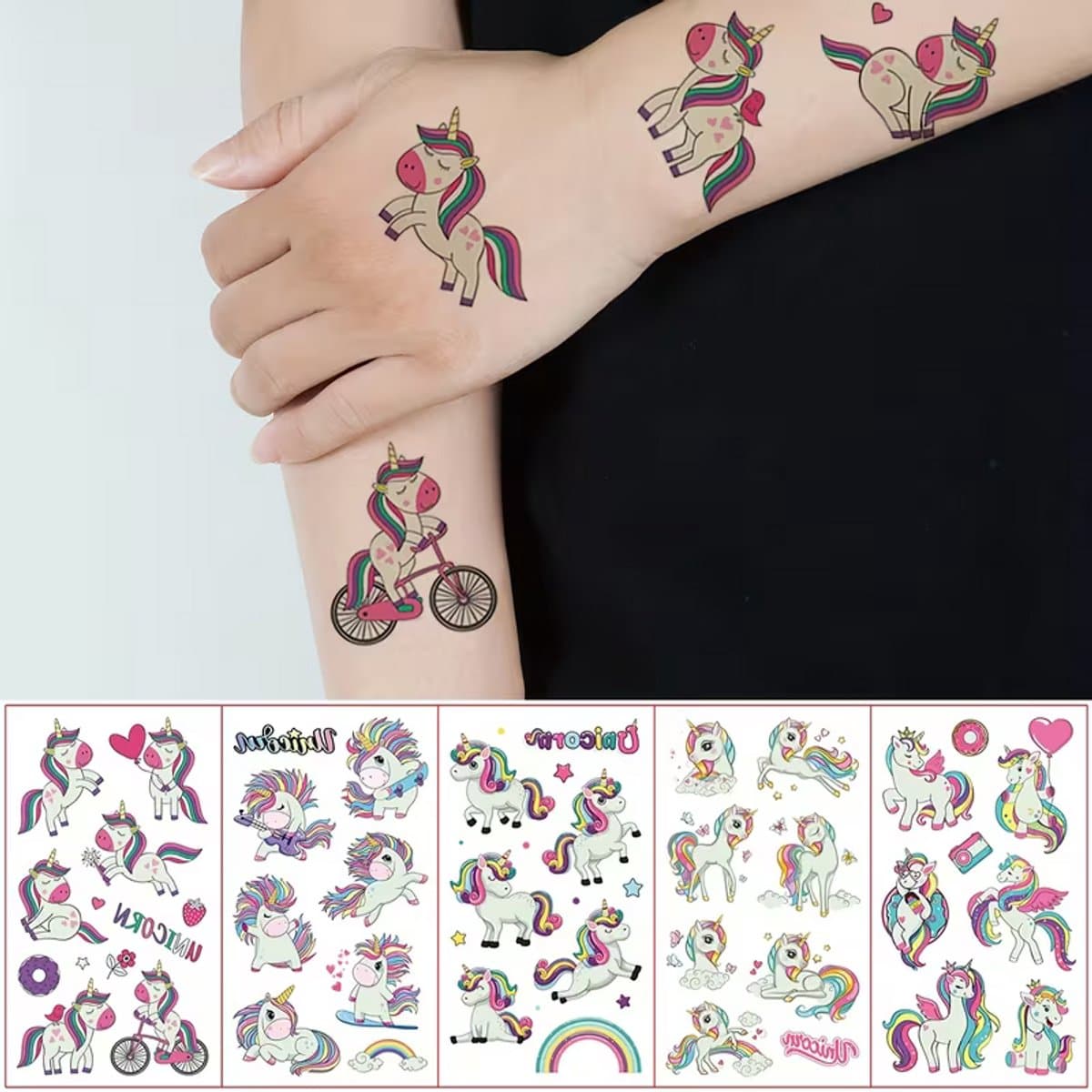 Glow In The Dark Unicorn Tijdelijke Tattoos - 46 Cartoon Unicorn Tattoos Waterproof Kinder Set