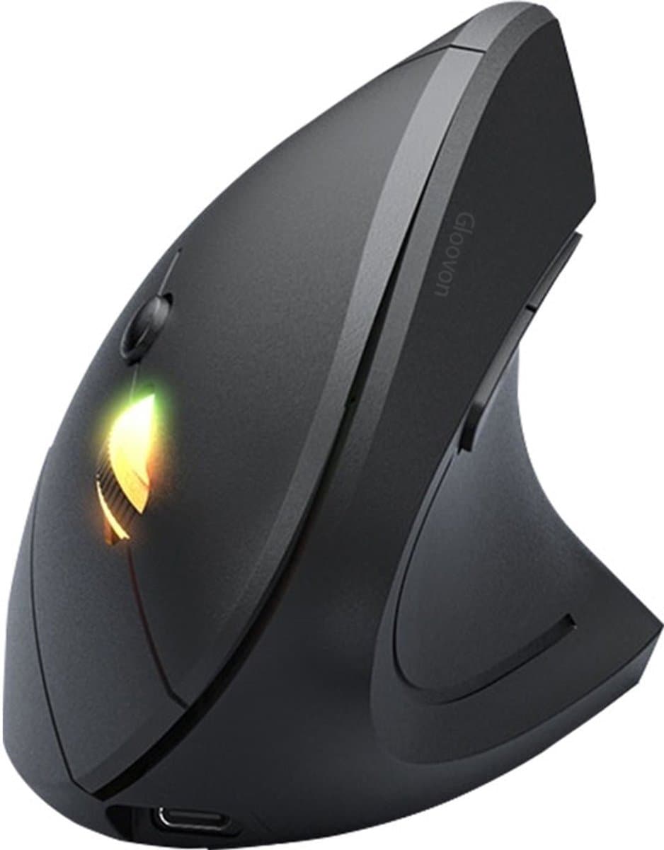 Gloovon® Verticale Ergonomische Muis - Draadloos (Bluetooth 5.4 + 2.4G) - Oplaadbaar - Silent Click - Zwart