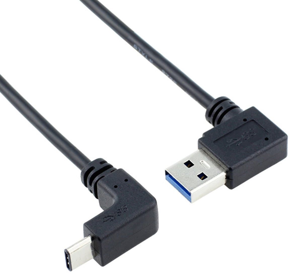 USB 3.1 USB-C A-plug datakabel met 90 graden hoek voor tablet en smartphone, snel opladen en gegevensoverdracht