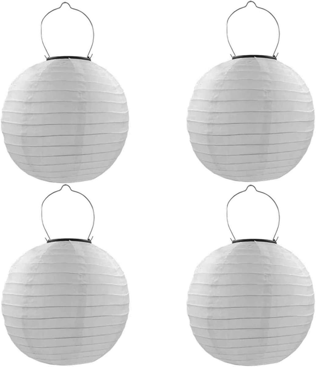 Set van 4 Waterdichte LED Solar Lantaarns van 20 cm voor Tuin, Terras en Feestdecoratie (Warm Wit)