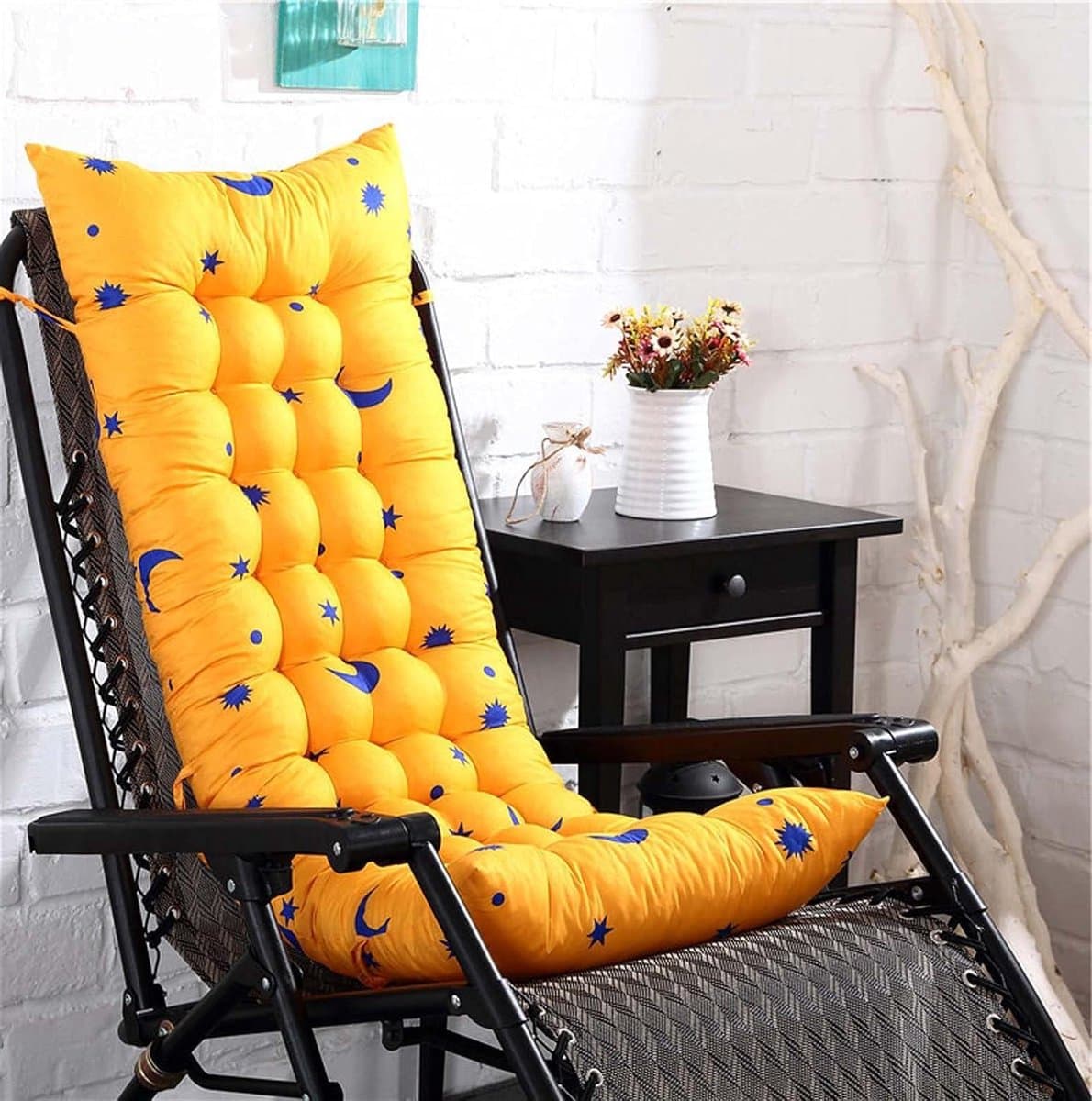 Lounger Kussen - Tuinstoel Kussen - Buiten Ontspannen - Anti-slip Banden - 40 x 110 cm - Oranje