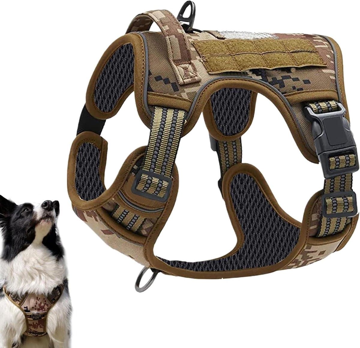 Hondenharnas - Honden tuigje - Veilig wandelen - Reflecterend camouflage - XL - Woestijn camouflage
