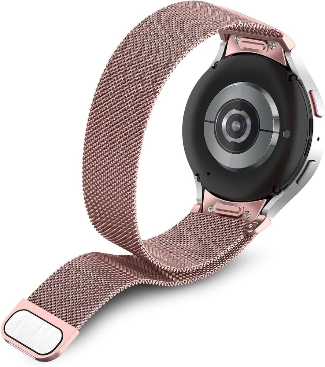 Stijlvolle 20mm Horlogeband voor Smartwatches, Geschikt voor 40 mm en 44 mm Modellen, Eenvoudige Verwisselbare RVS, Metaal, Magnetisch, Roze, Duurzaam en Comfortabel