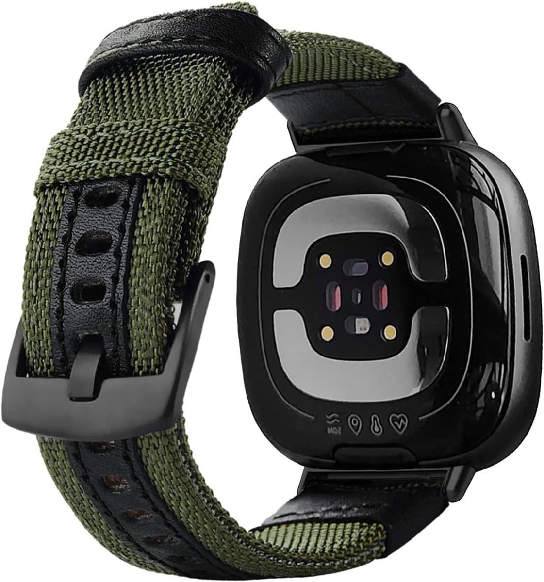 Nylon Horlogeband voor Fitbit Versa 4 en Sense 2, Ademend en Duurzaam, Geschikt voor Versa 3 en Sense, Comfortabele Band voor Actieve Mannen