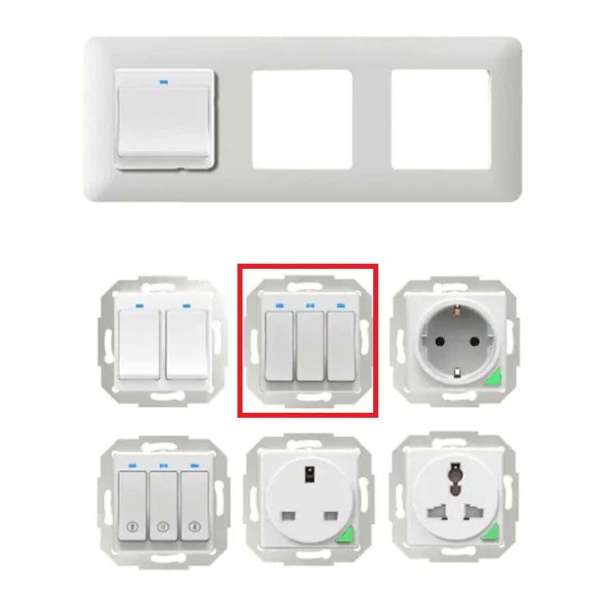 Tuya Inbouw Wifi 3-Voudig Slimme Lichtschakelaar