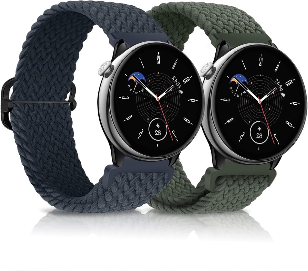 Vervangbare gevlochten elastische armbanden voor smartwatches, geschikt voor GTR Mini, GTS 4, Bip 3 Pro en meer