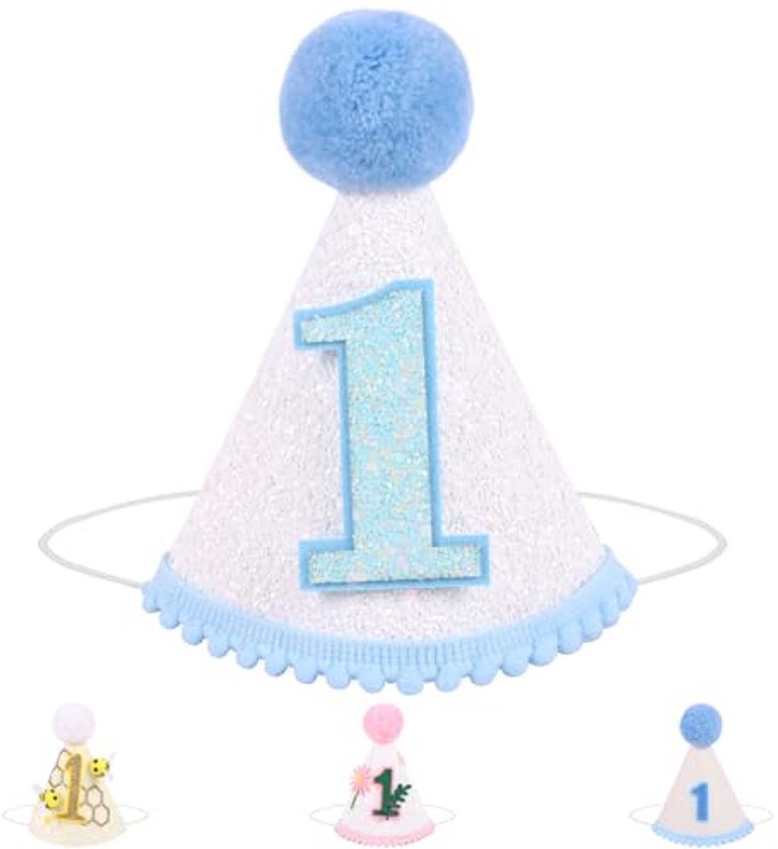 Baby Verjaardagshoed - Eerste verjaardag - Feestelijke decoratie - Zachte vilten stof - Voor 1 jaar - Meerdere kleuren