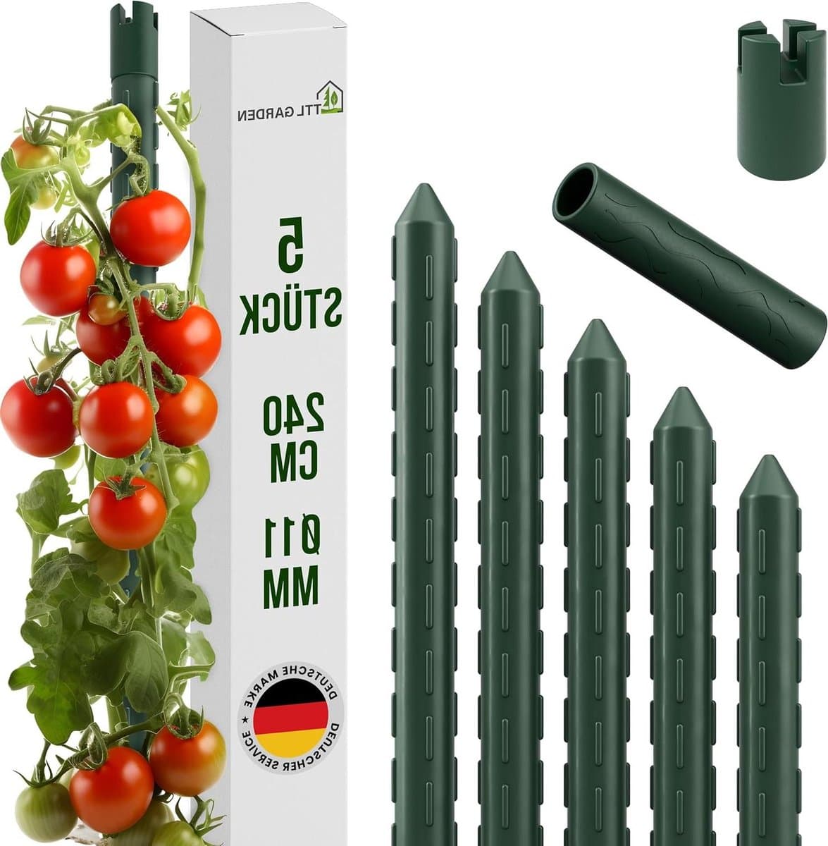 Klikstaven Tuin - Plantensteunen Klimhulpen - Planten Ondersteunen - Geribbeld Oppervlak - 240 cm - Groen