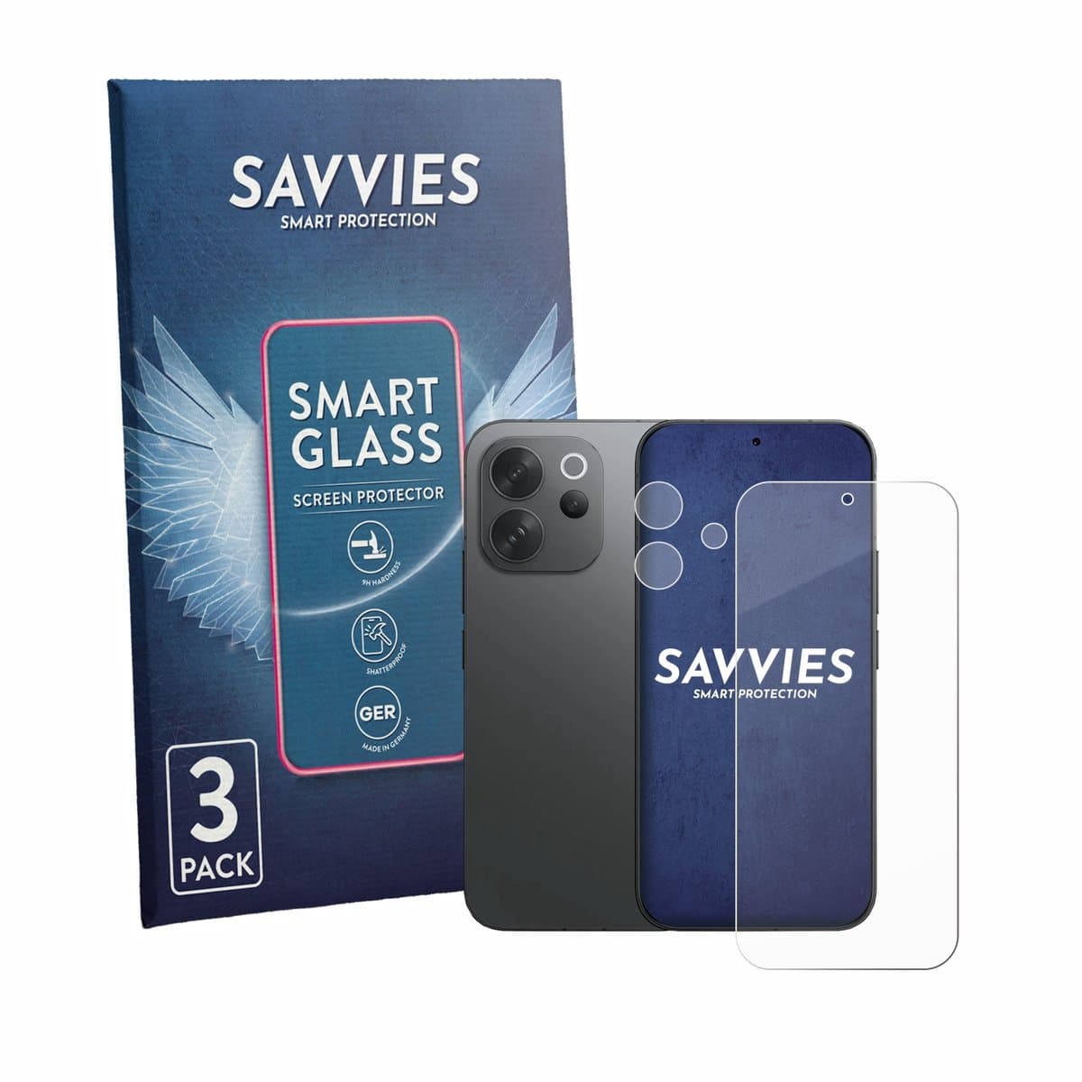 3 Stuks Savvies Screenprotector - geschikt voor Vivo V70 (Voor+Camera) - beschermfolie glas transparant