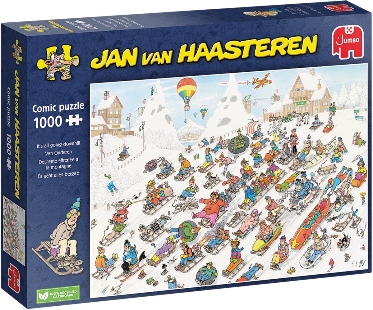 Jan Van Haasteren Puzzel Het gaat allemaal bergafwaarts - 1000 stuks, 68 x 48 cm (JUM00025)