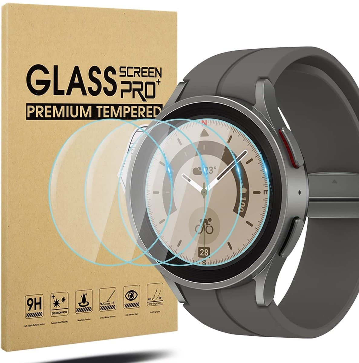Dailygoody - Schermbeschermer - HD Glazen - Bubbelvrij - 45mm - Krasbestendig - Geschikt voor Samsung Galaxy Watch 5 Pro - Volledige Dekking