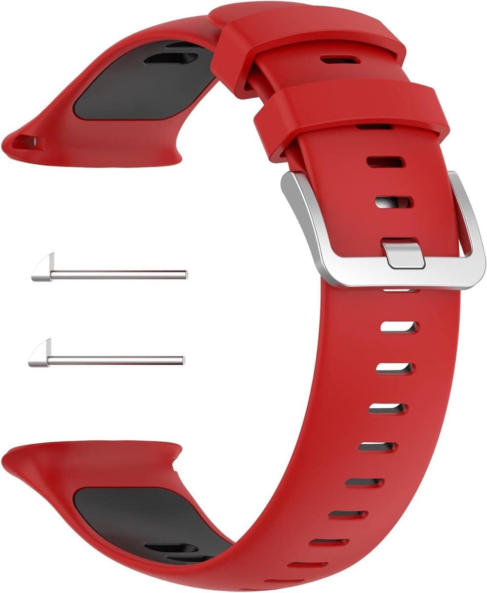 Horlogeband - Sportpolsband - Smartwatch Personaliseren - Zachte Siliconen - 5.5-8.7 inch - Rood-zwart