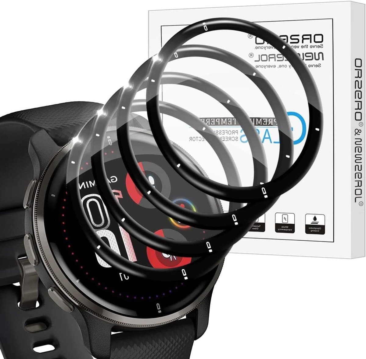 Set van 4 Schermprotectors voor Garmin Venu 2 Plus - 3D Carbon Fiber, Hoge Resolutie, Krasbestendig en Bubbelsvrij
