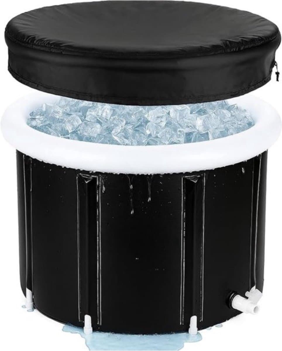 Thuys - Zitbad voor Douche Zwart 200L - Opvouwbaar - voor Warm Bad en IJsbad - voor Volwassenen en Kinderen - Kleine Badkamer