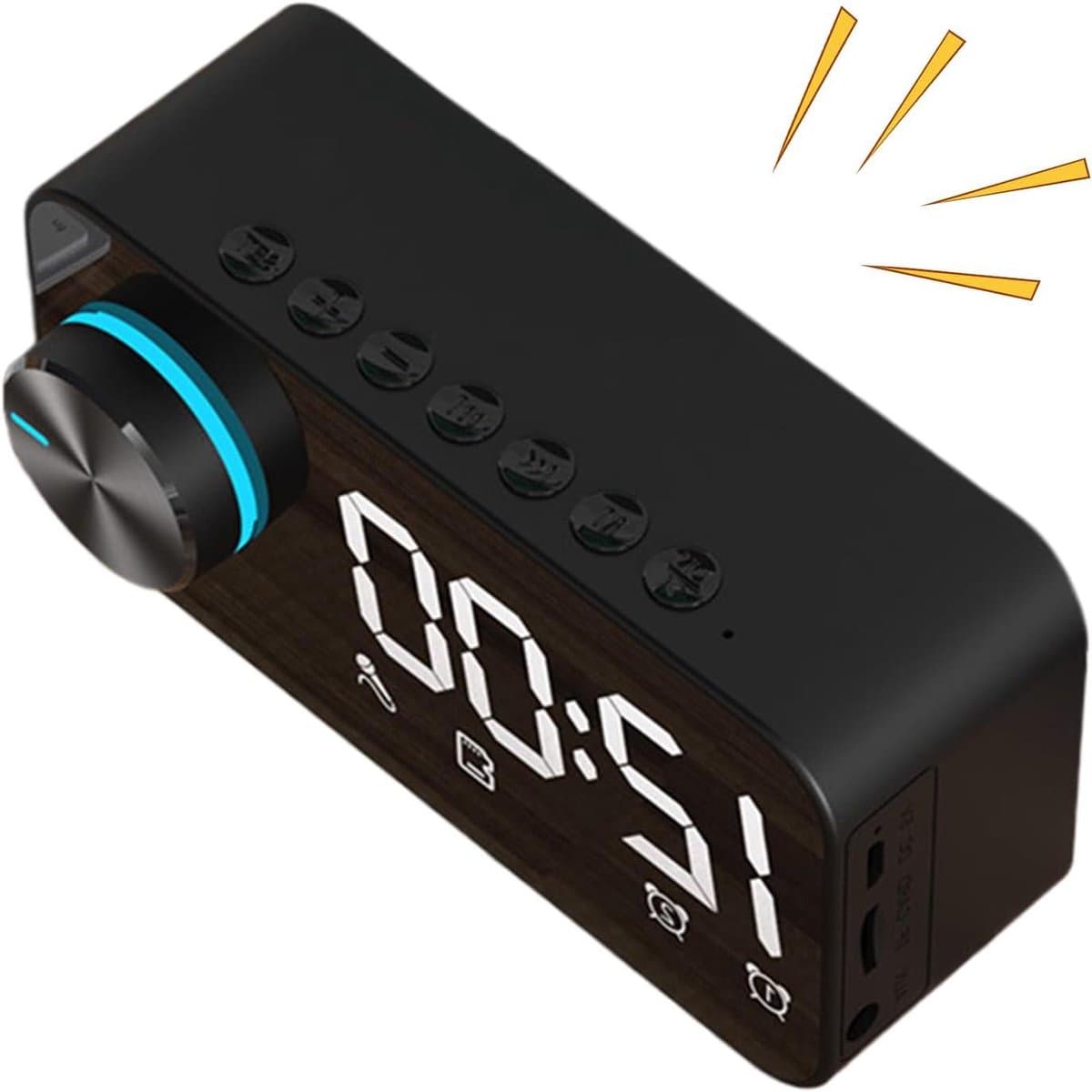 Spiegel Wekker - Touchscreen Klok - Muziek Luisteren - Ingebouwde Luidspreker - 47 mm Breed - Zwart