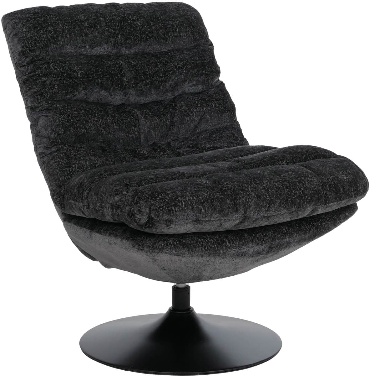Loungestoel MCW-Q29, cocktail-/gestoffeerde-/relaxstoel, draaibare stoel, chenille (470 g/m²), Oeko-Tex, staal ~ donkergrijs