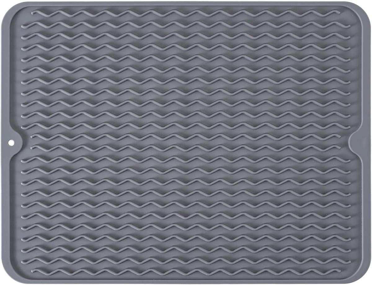 Siliconen afdruipmat - Antislip-gemakkelijk schoon te maken- grote hittebestendige afdruipmat voor aanrecht- gootsteen- koelkast of lade (40 x 30 cm - grijs)