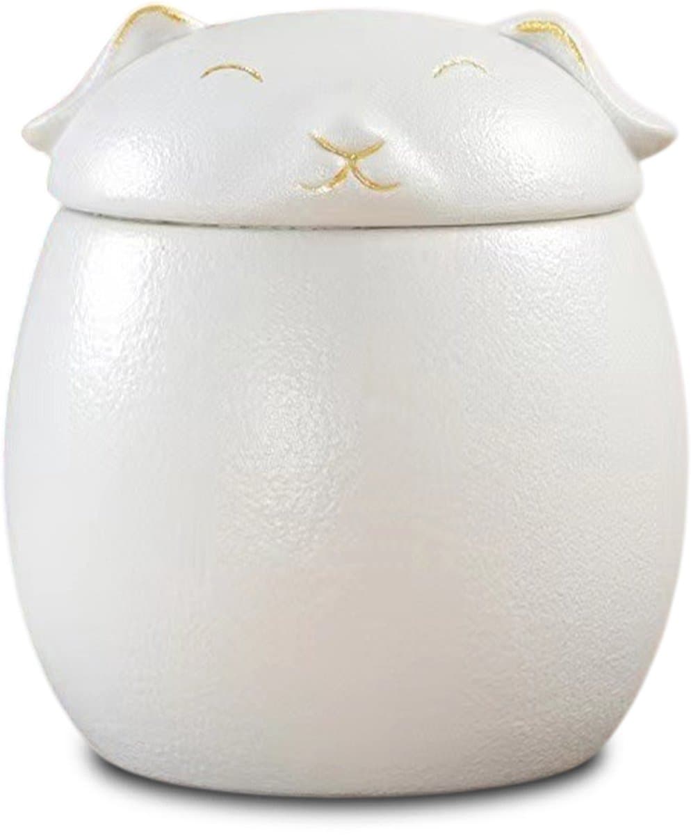Akerz Mini Urn Hond & Kat Wit – Herinneringsurn Huisdier – 160 ml – Aluminium – Inclusief Beschermzakje – Voor Dierenas en Herinneringsas