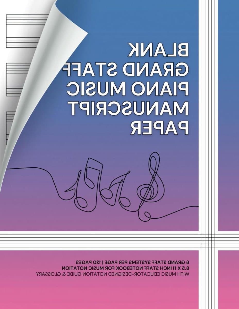 Muziek Notitieboek - Partituur Papier - Muziek Componeren - 6 Stafsystemen Per Pagina - 8.5 x 11 inch - Blauw/Paars/Magenta