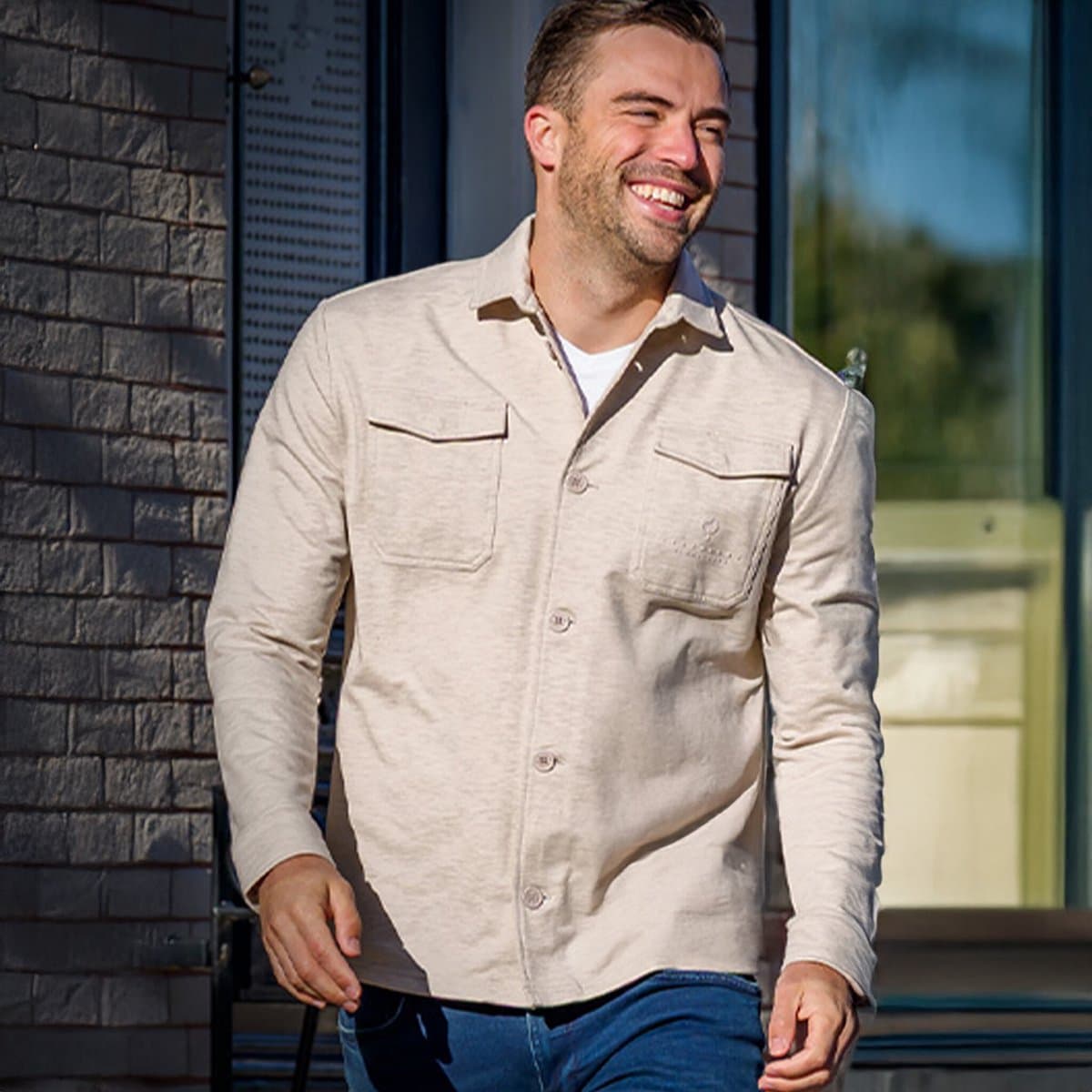 Heren Overshirt Andel - Zand Melange