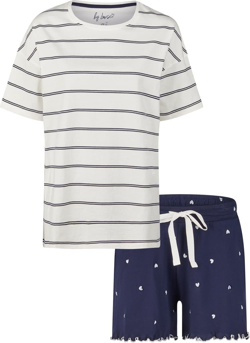 By Louise Dames Korte Pyjama Set Shortama Off-White - Maat S