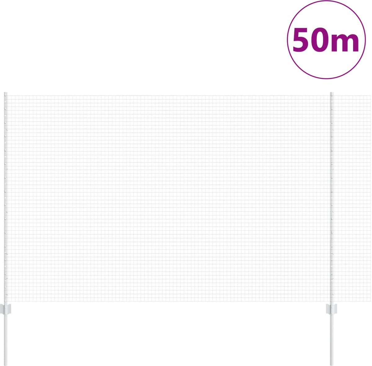 vidaXL - Gelast - Draadhek - met - Palen - 50 - x - 1,5 - m - Gegalvaniseerd - staal - Mesh
