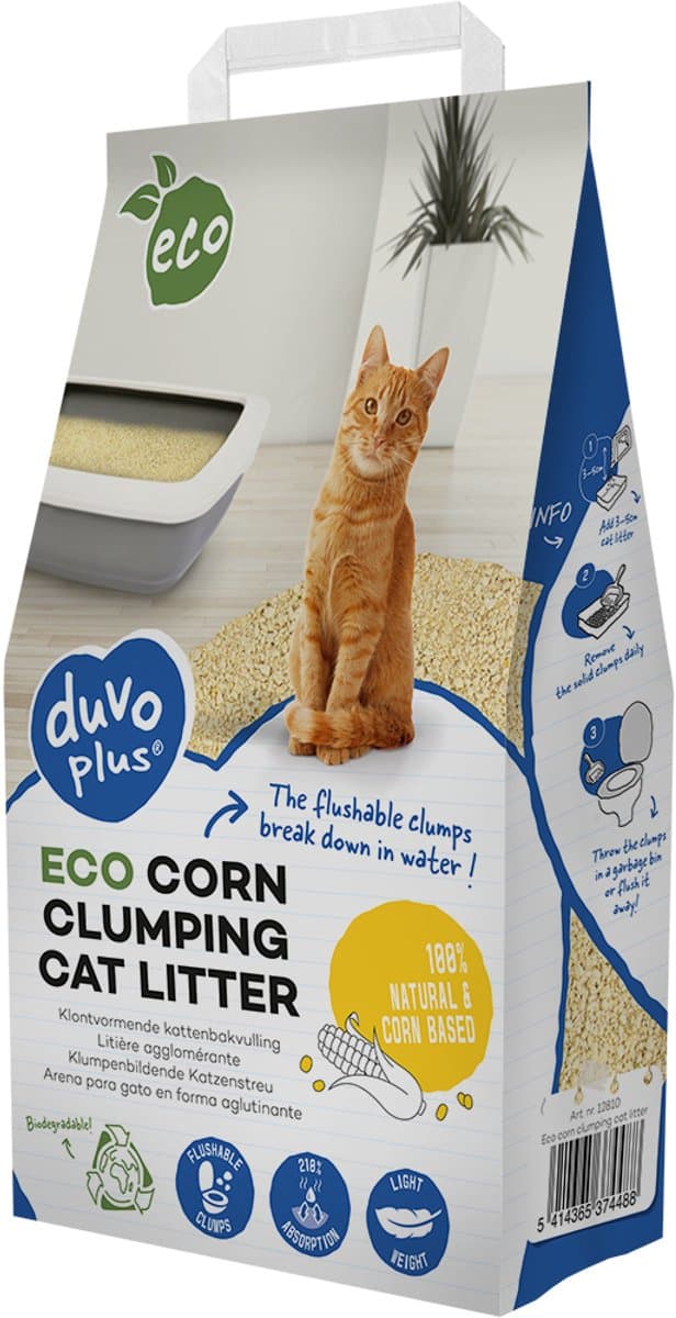 Duvoplus - Kattenbakvulling - Kat - Eco MaÃ¯s Klontvormende Kattenbakvulling 3,5kg/5,73l - 1st