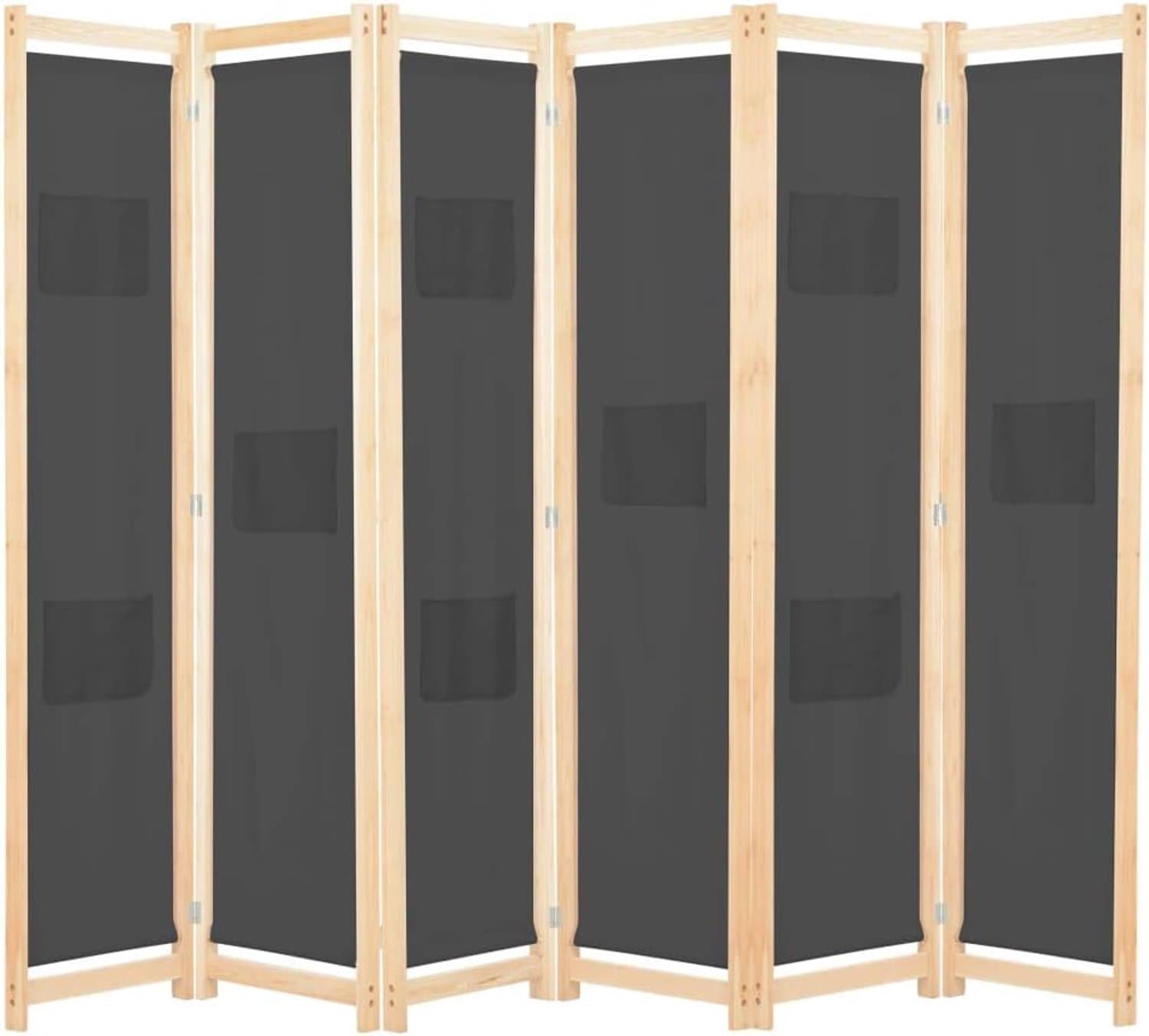 mewmewcat 6-delige kamerverdeler Privacyscherm Scherm scheidingswand Grijs 240 x 170 x 4 cm stof