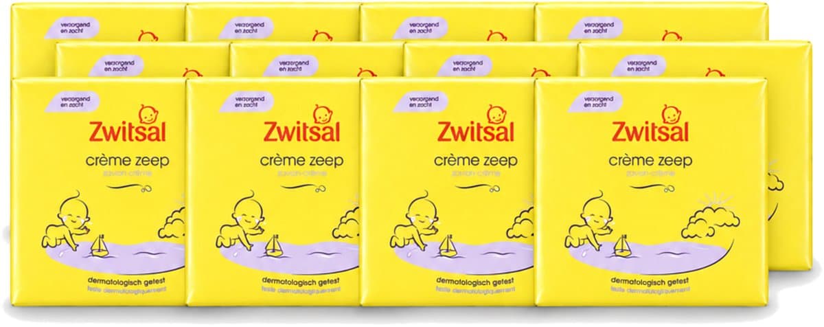 12 x Zwitsal - Babyverzorging - Crème Zeep - Milde & Voedende Reiniging - 180 g - Voordeelverpakking - 12 stuks
