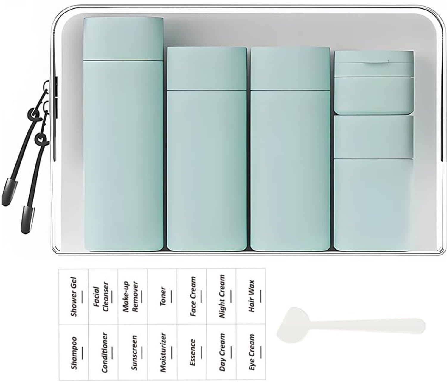 Sprigold 5-pack korte en modieuze reisflessen TSA goedgekeurd, BPA-vrije reisformaat reiscontainers navulbare knijpflessen voor cosmetische shampoo cr