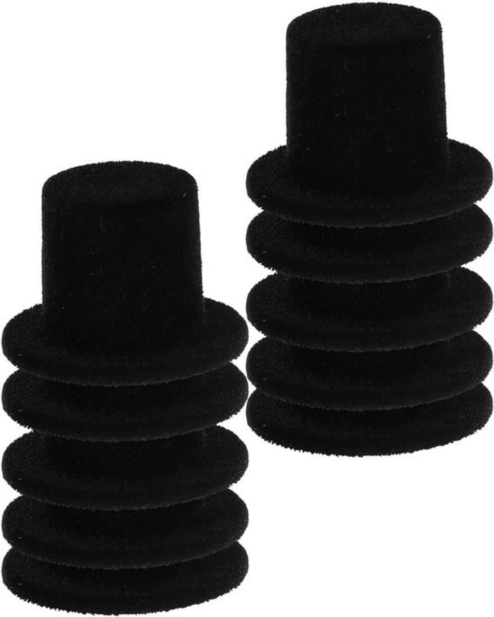 20 Stuks mini zwarte plastic cilinders 2,4 cm - Miniatuurdecoratie voor taarten, flessen en feestjes