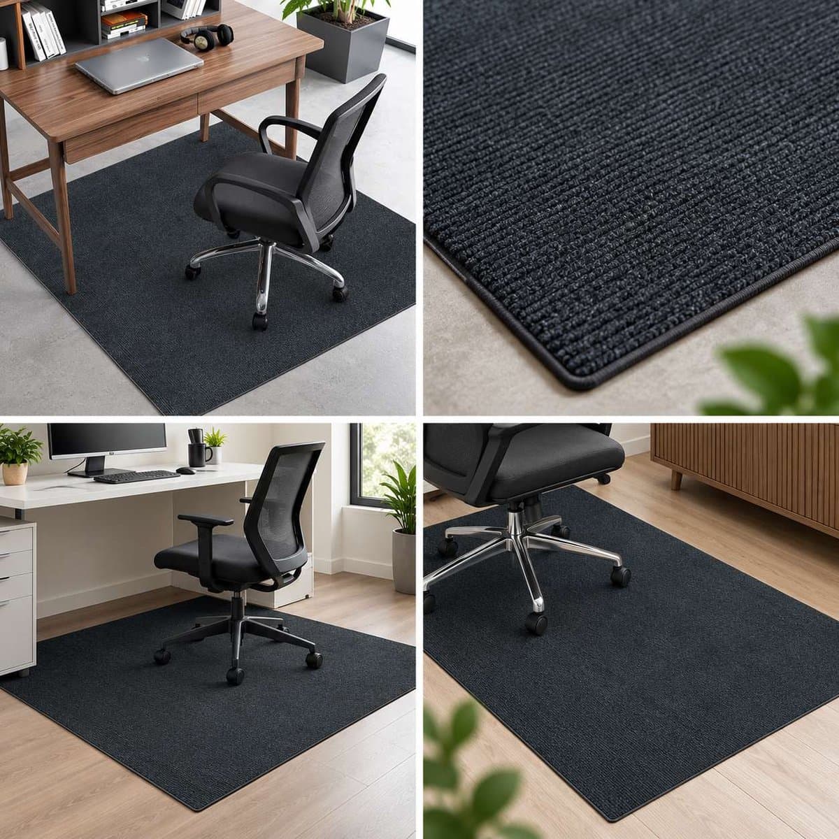 FSW-Products Bureaustoelmat 120x90 cm – Vloerbeschermer voor Bureaustoel – Beschermmat voor Harde Vloeren – Zwart