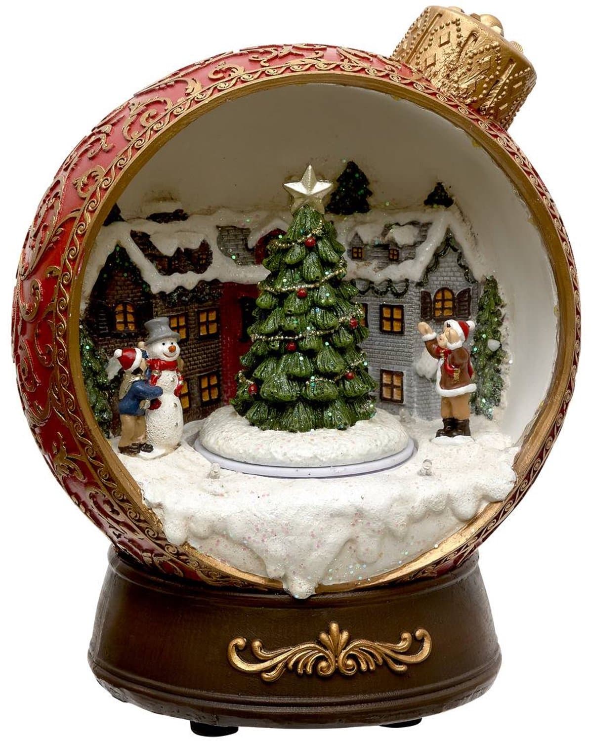 Fééric Lights and Christmas Sneeuwbol Kerstdorp - Muziek en Verlichting - 19x17x23cm - Bruin