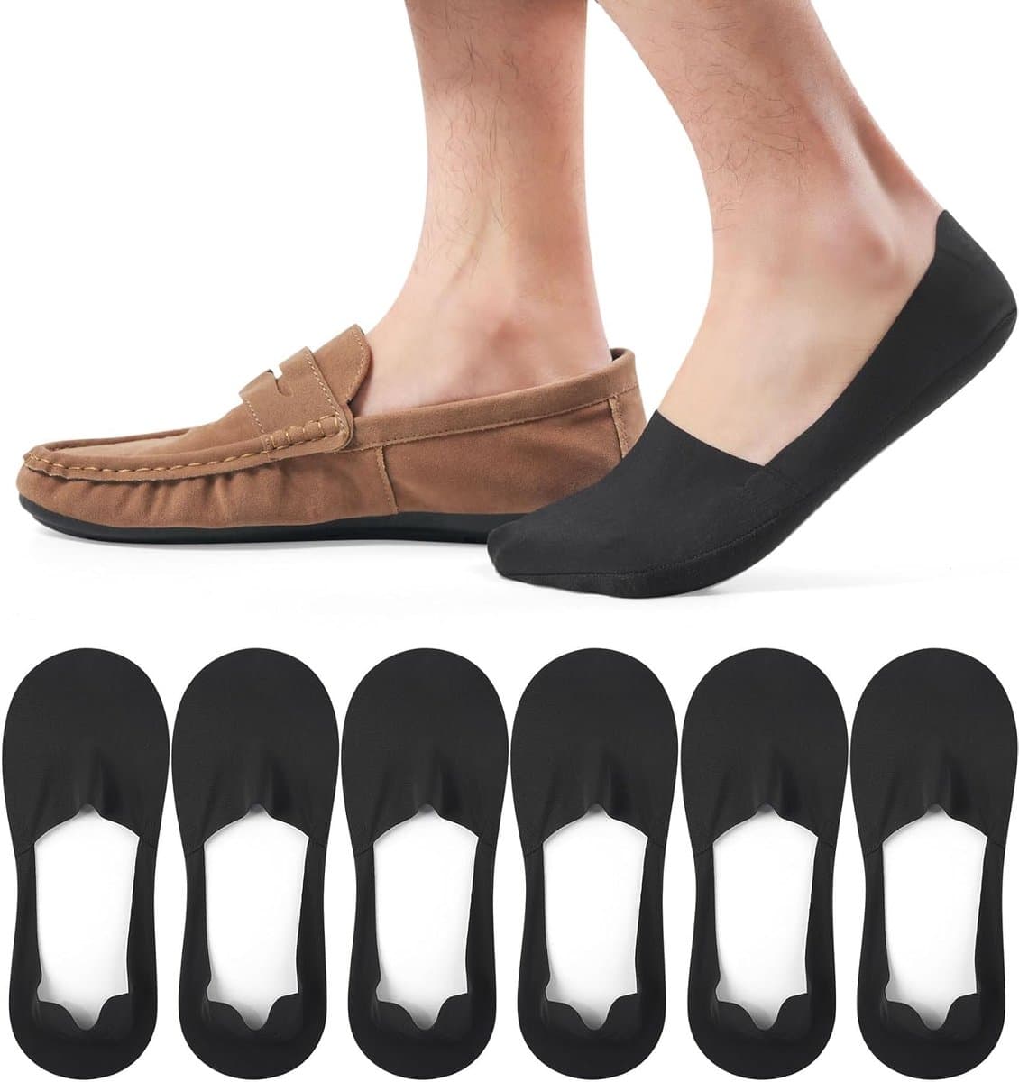 Onzichtbare sneakersokken, No Show Sokken Vrouwen Antislip Nylon Verborgen Schoensokken Lichtgewicht voor de zomer, 6 paar