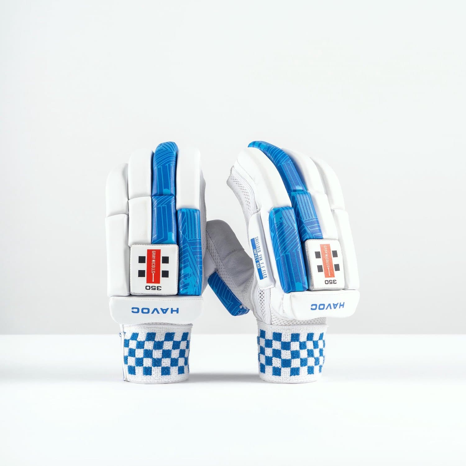 Gray-Nicolls cricket handschoen junior rechts wit blauw sport.