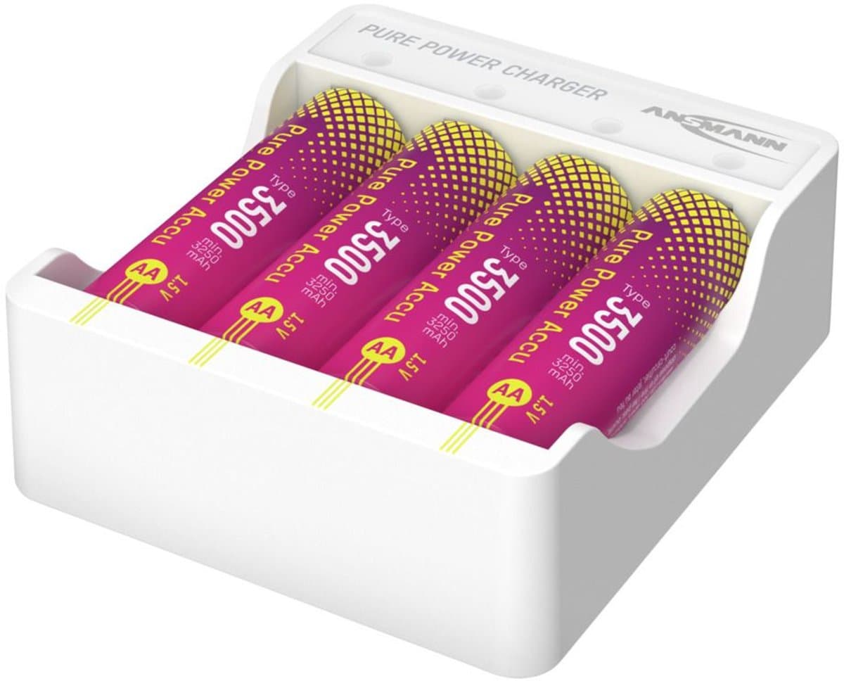 Ansmann Pure Power Set 4× Mignon AA Akkus und Lademodul Oplaadbare AA batterij (penlite) Li-ion 3250 mAh 1.5 V 1 stuk(s