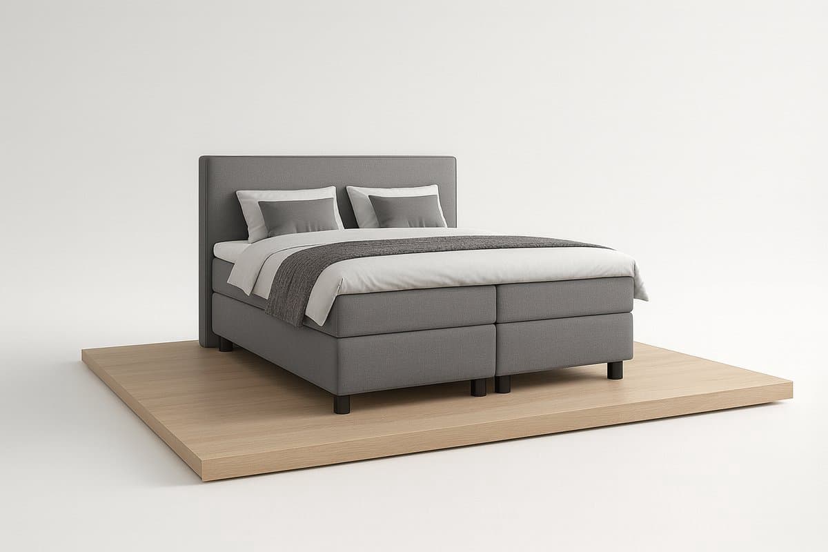 Boxspring DreamLux - 160x200 Compleet - Grijs Glad - Puntrust Bedden