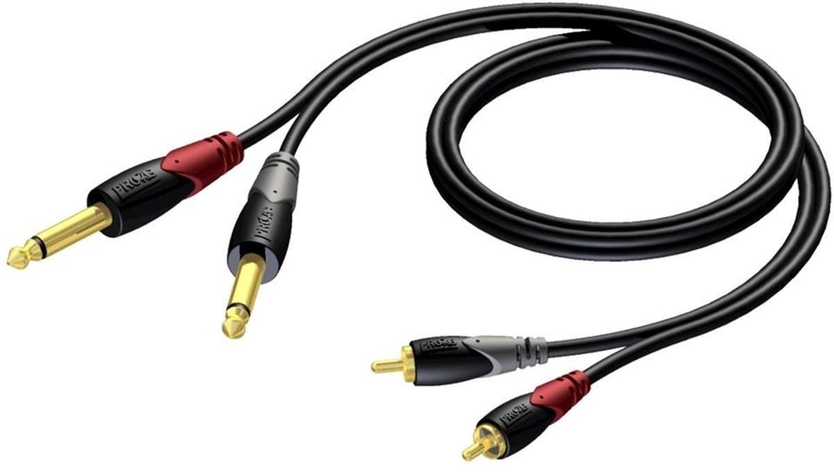 Procab CLA631 2x 6,35mm Jack mono - Tulp stereo 2RCA kabel - 3 meter