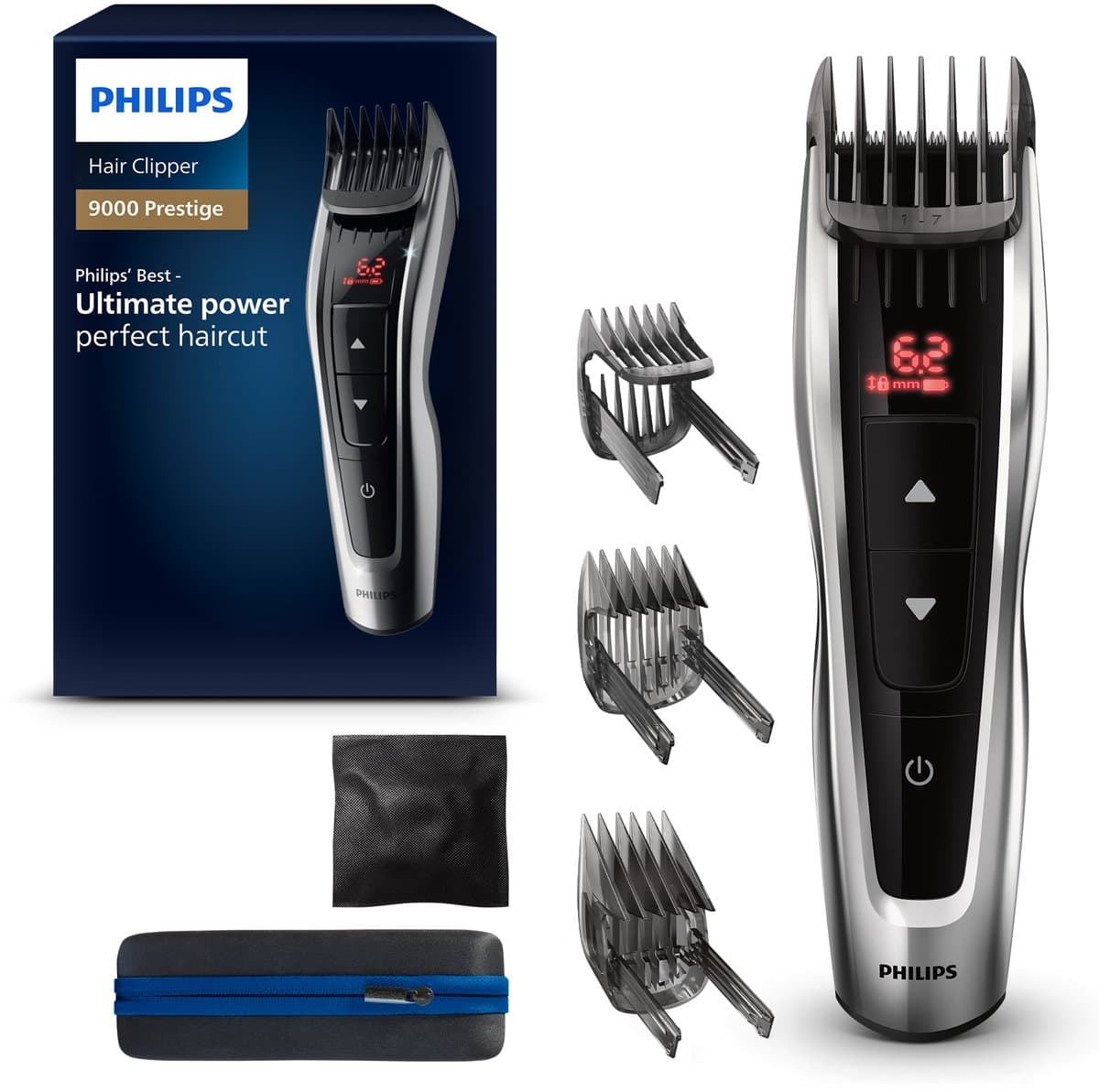 Philips HC9420/15 - Tondeuse 9000 - Titanium mesjes - 60 lengte-instellingen - 120 min batterijduur