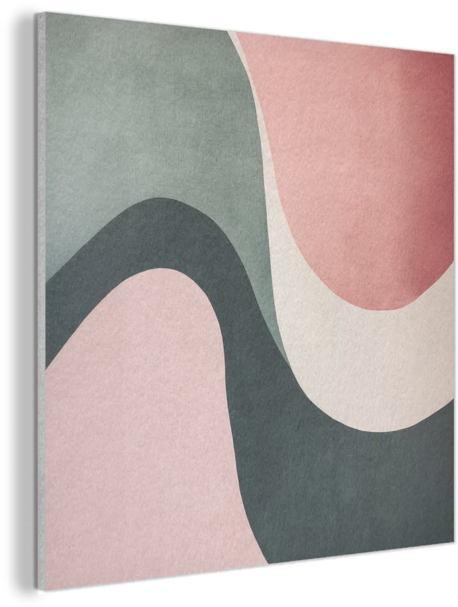 Akoestisch wandpaneel 50x50 cm - Vilt schilderij Abstract - Golven - Sierlijk - Roze - Akoestische panelen - Geluidsdempende wanddecoratie - Geluidsisolatie woonkamer - Muurdecoratie geluidspanelen