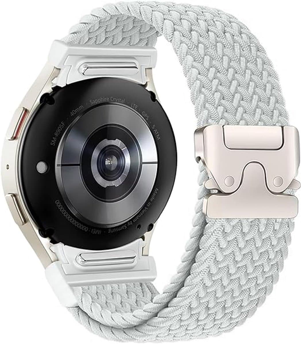 Geen Gap Nylon Gevlochten Band gescht voor Galaxy Watch 7/FE/6/5/4 40mm 44mm, Elastische Magnetische Gesp Band voor Galaxy Watch 6 Classic/4 Classic/5 Pro Herren Damen