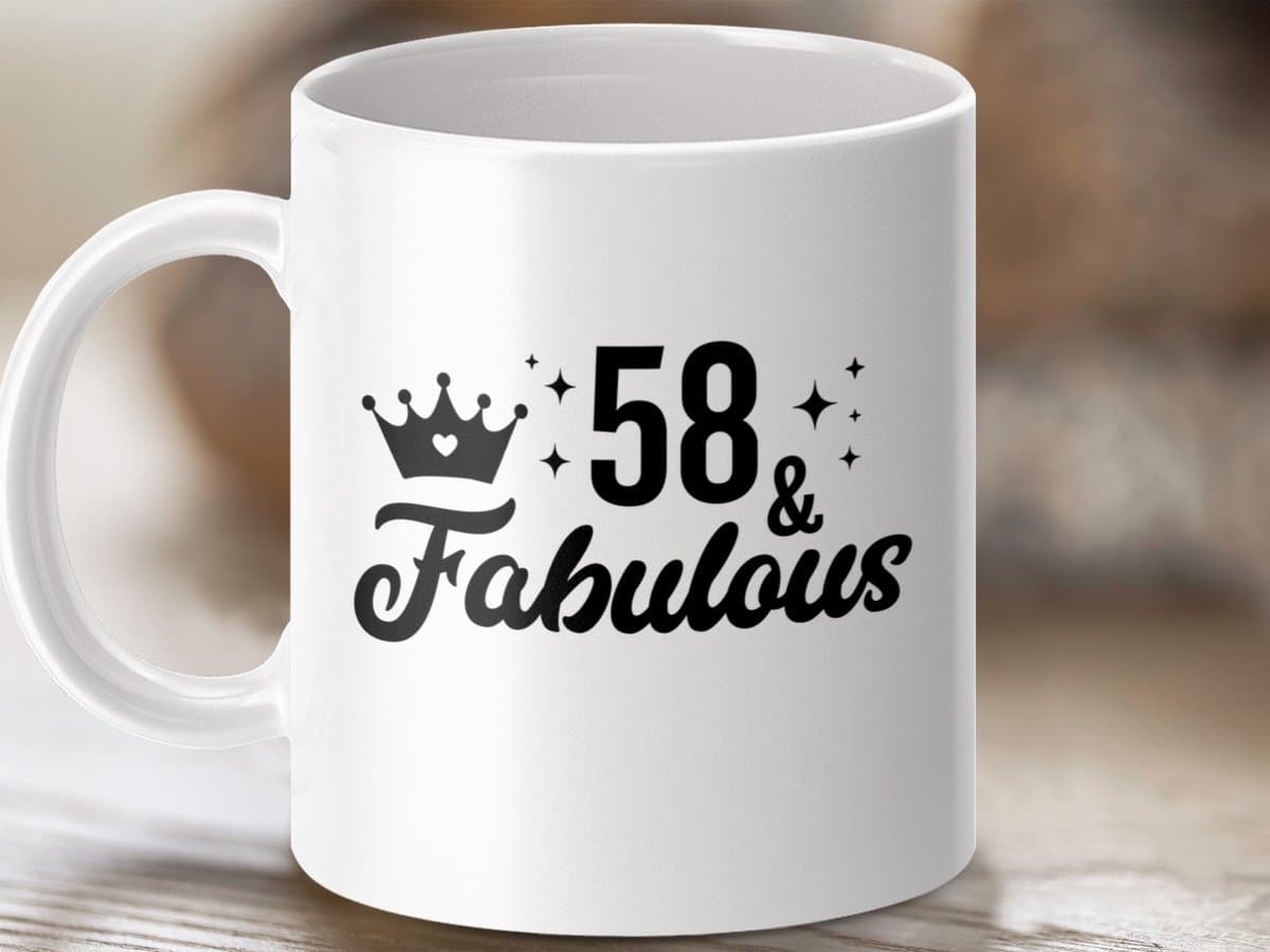 Mok 58 and Fabulous, Verjaardagscadeau voor haar, Vrouw 58ste Verjaardag Mok, Vijftig plus Cadeau, Cadeau voor Vriendin, Beste vriendin