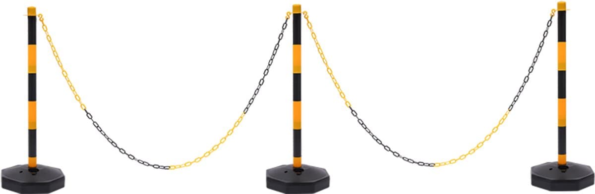 6 Stuks Verkeershutjes Verkeer Afzetpalen 285x285mm Voet Waarschuwingskegels Met Ketting Voor Parkeerterrein