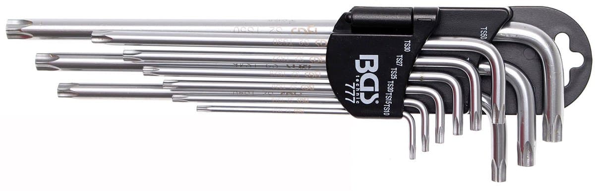 BGS Stiftsleutelset extra lang Torx TS10 - TS50, 9 delig