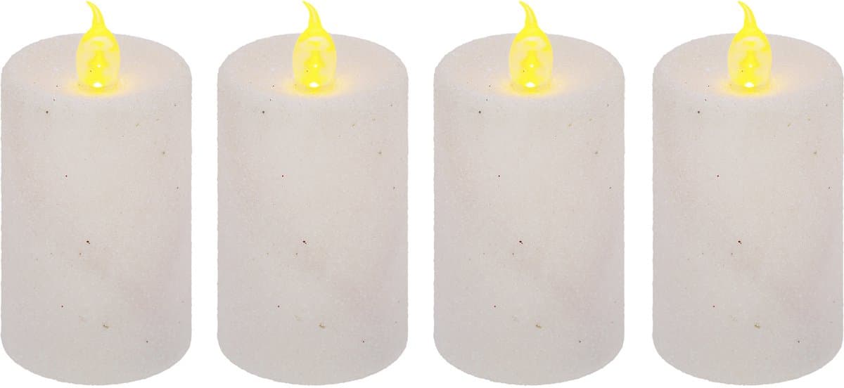Feeric lights and christmas Kaarsen - 12x stuks - wit - LED - H7,5 cm - glans en glitterafwerking